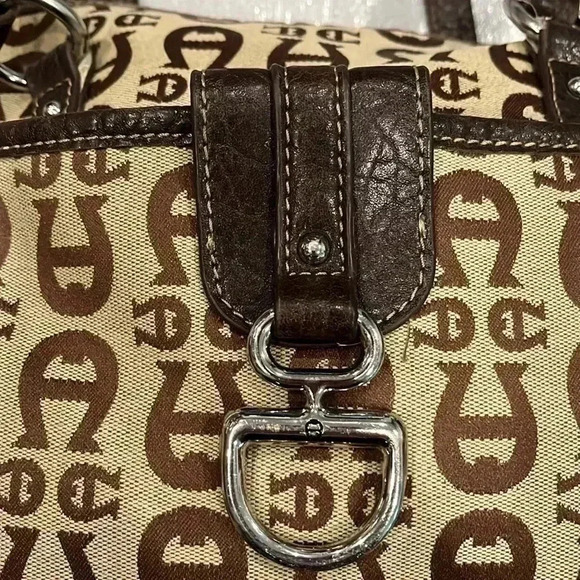 VTG ETIENNE AIGNER Brown Monogram Canvas Shoulder Tote - Picture 3 of 11